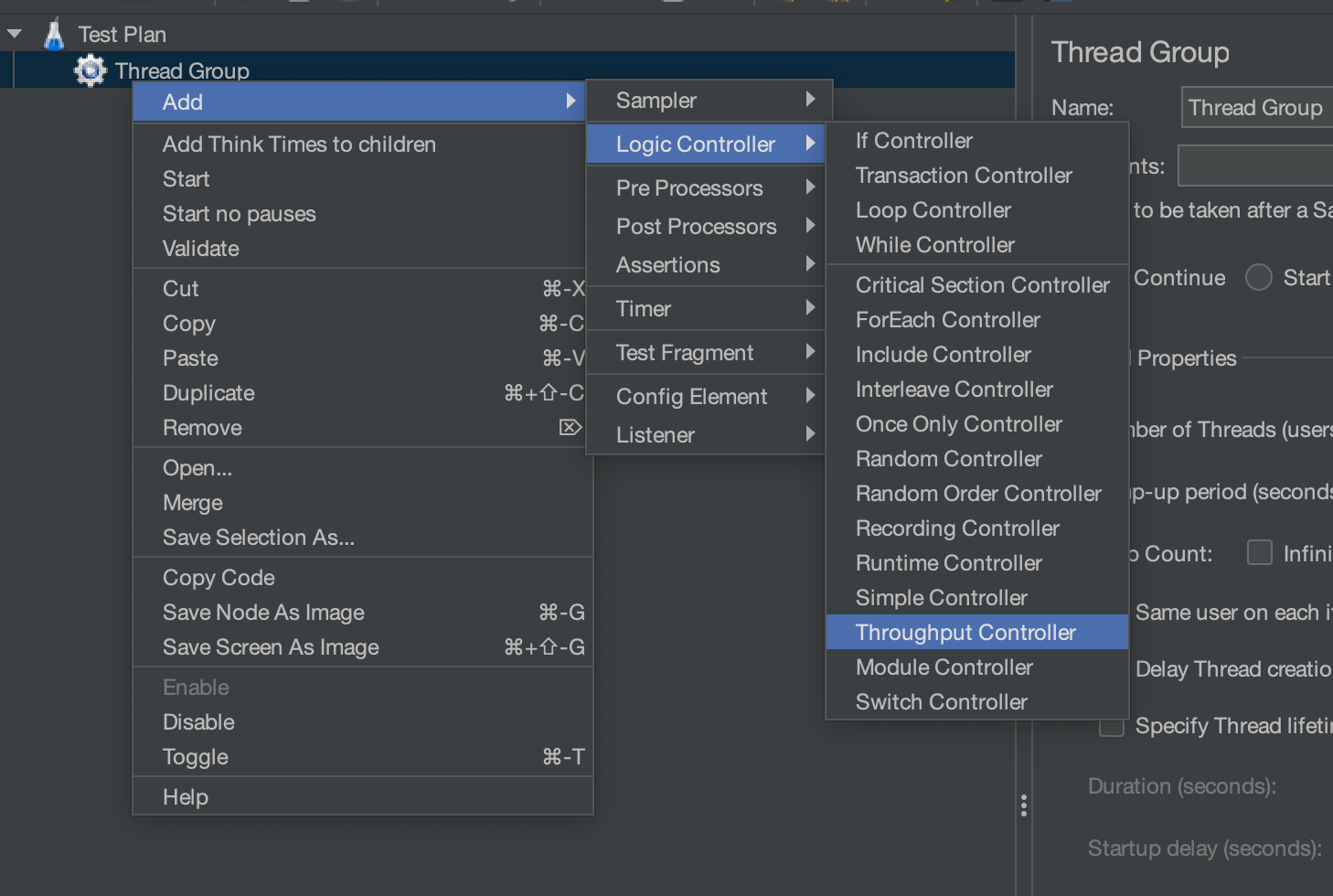 Add Throughput controller